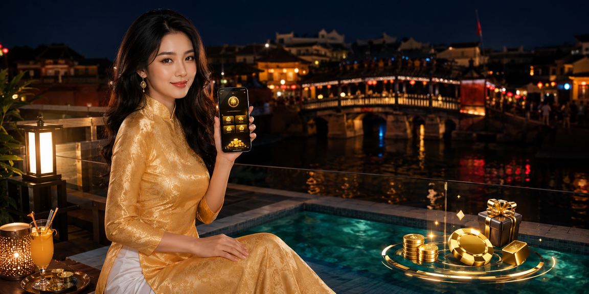 Ứng dụng cá cược winbet58 trên điện thoại với khung cảnh phố cổ Hội An về đêm